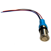 Load image into Gallery viewer, Bluewater 22mm Push Button Switch - Off/(On)/(On) Double Momentary Contact - Blue/Green/Red LED - 1&#39; Lead [9059-2123-1]
