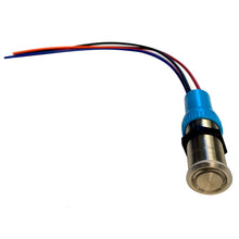 Load image into Gallery viewer, Bluewater 19mm Push Button Switch - Off/On/On Contact - Blue/Green/Red LED - 4&#39; Lead [9057-3113-4]
