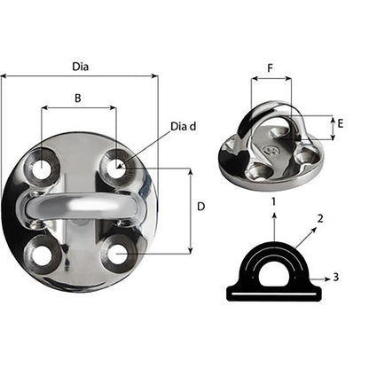 Wichard Round Pad Eye - 57mm Diameter (2-1/4") - Fixed [6635W]