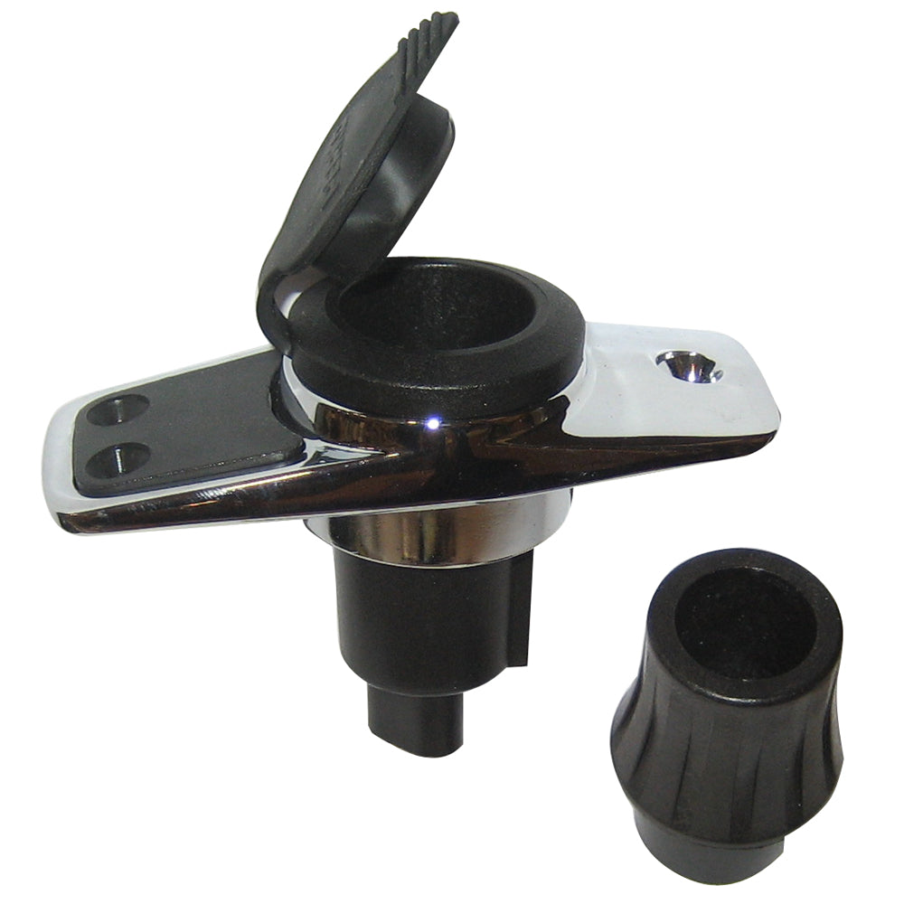 Perko Locking Collar Pole Light Mounting Base - 2 Pin - Chrome Plated w/Black Cover [1060PB0DP]