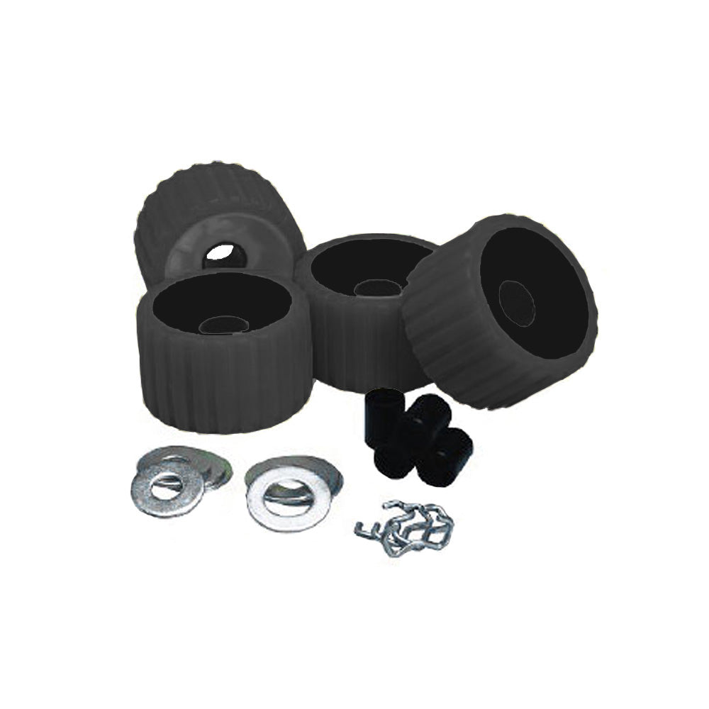 C.E. Smith Ribbed Roller Replacement Kit - 4 Pack - Black [29210]