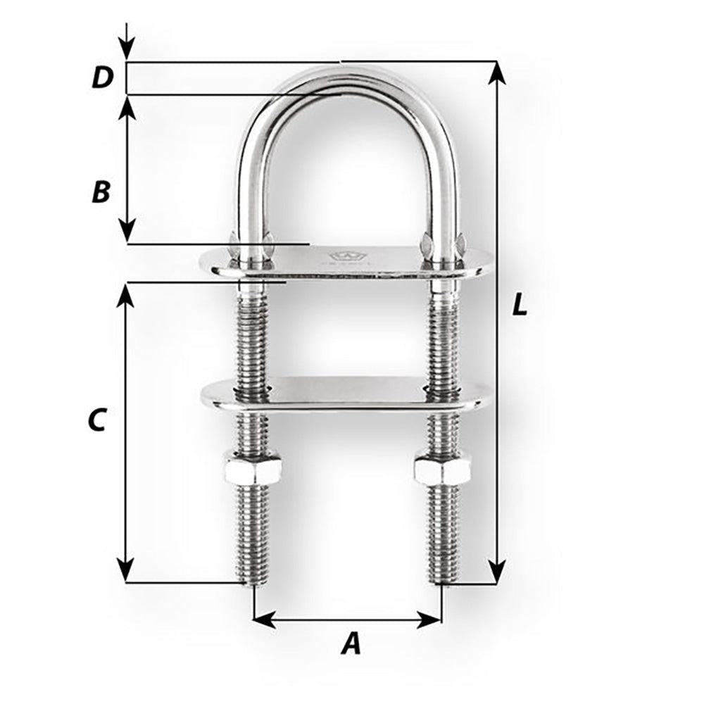Wichard U-Bolt Pad Eye - 6mm Diameter - 15/64" - 70mm Length - 2-3/4" [6513W]