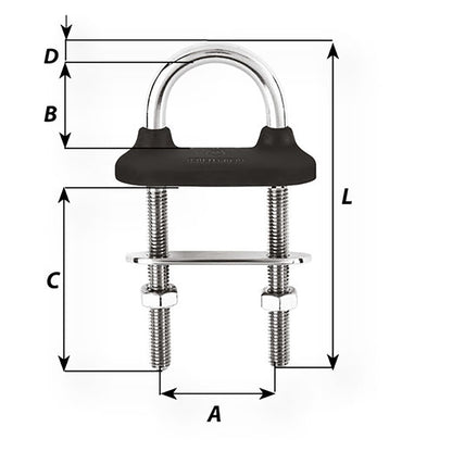 Wichard Black Watertight U-Bolt - 10mm Diameter - 25/64" - 90mm Length - 3-35/64" [65351W]